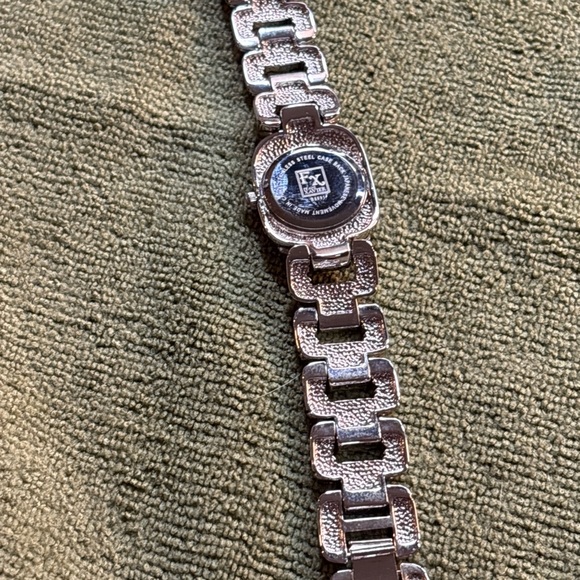 HW65 FRANZ XAVIER Signed ST. STEEL QUARTZ LADIES’ BLUE & CLEAR CRYSTAL WATCH - Picture 8 of 9